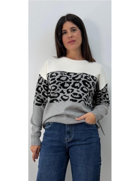 JERSEY PRINT BICOLOR GRIS