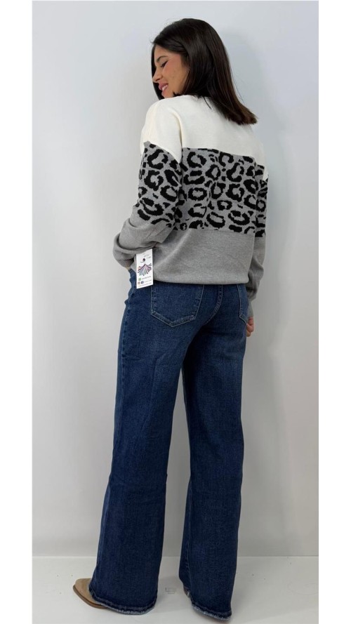 JERSEY PRINT BICOLOR GRIS