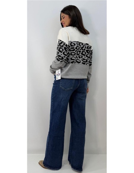 JERSEY PRINT BICOLOR GRIS