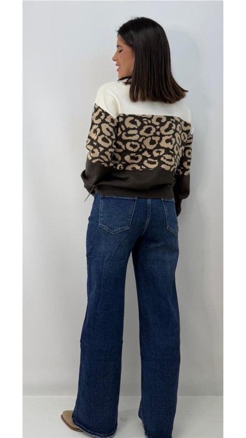 JERSEY PRINT BICOLOR MARRON