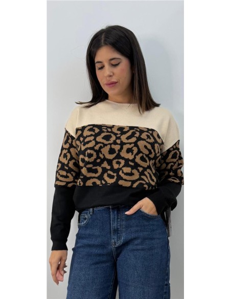 JERSEY PRINT BICOLOR CAMEL