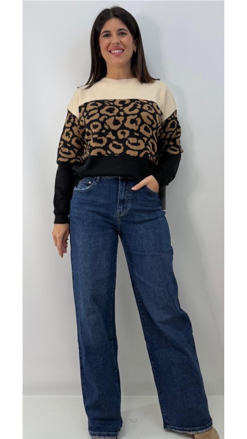 JERSEY PRINT BICOLOR CAMEL