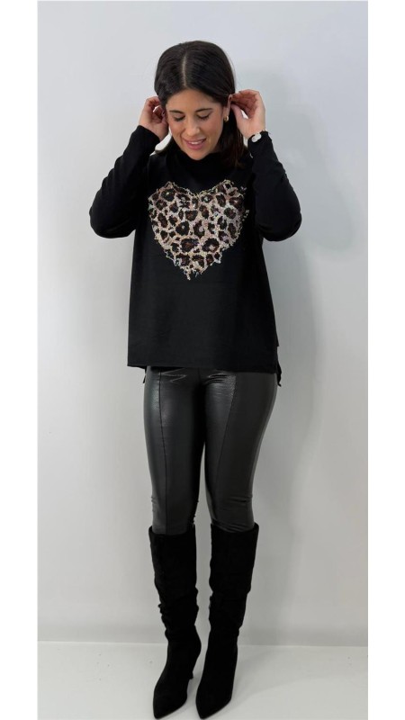 JERSEY CORAZON PRINT NEGRO