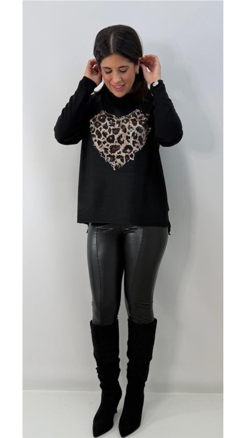 JERSEY CORAZON PRINT NEGRO