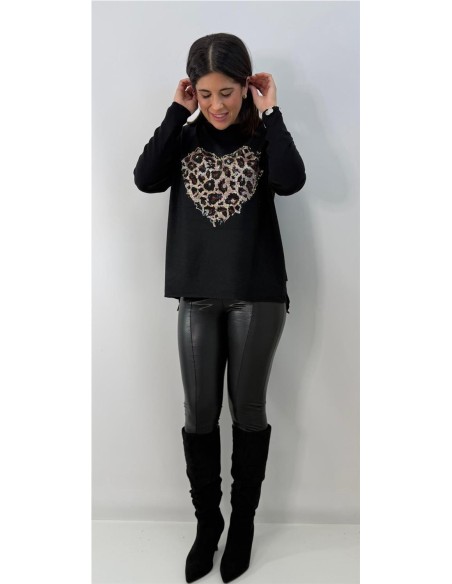 JERSEY CORAZON PRINT NEGRO