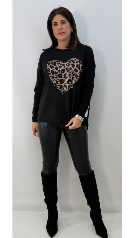 JERSEY CORAZON PRINT NEGRO 2