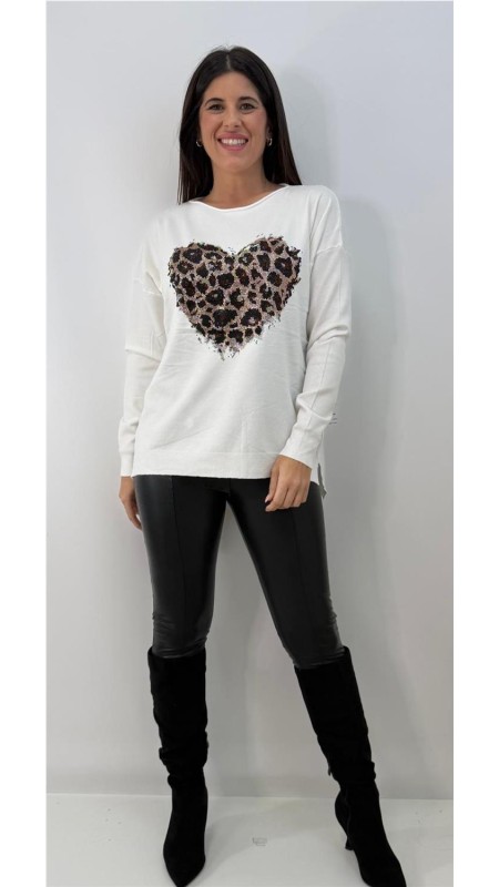 JERSEY CORAZON PRINT BLANCO