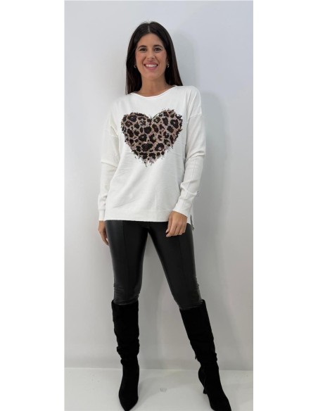 JERSEY CORAZON PRINT BLANCO