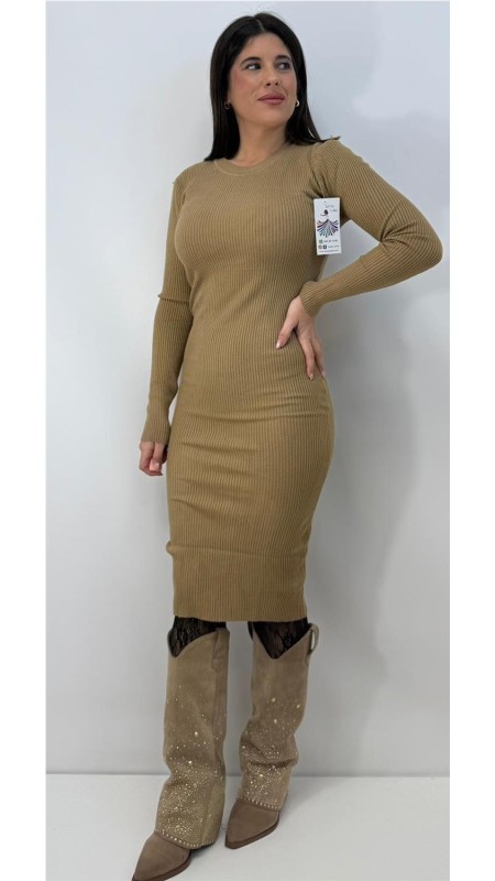 VESTIDO PAULA CAMEL