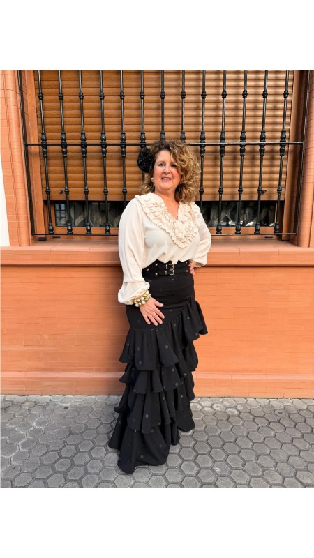 FALDA CORDOBA ESTAMPADO LUNAR NEGRO 2