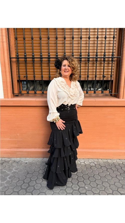 FALDA CORDOBA ESTAMPADO LUNAR NEGRO