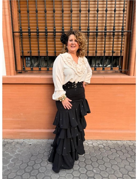 FALDA CORDOBA ESTAMPADO LUNAR NEGRO