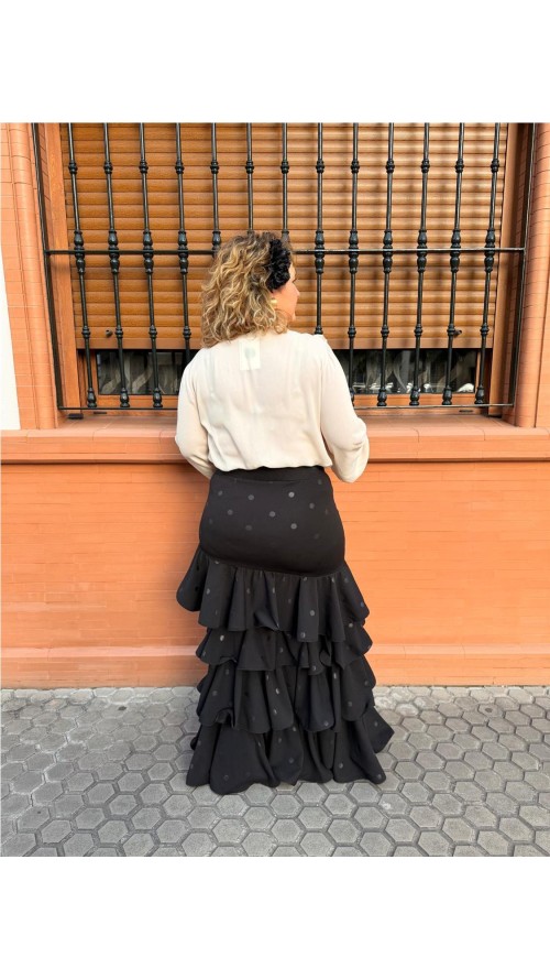 FALDA CORDOBA ESTAMPADO LUNAR NEGRO