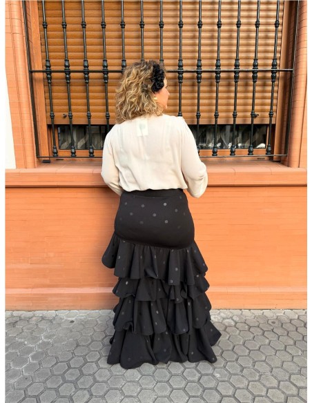 FALDA CORDOBA ESTAMPADO LUNAR NEGRO