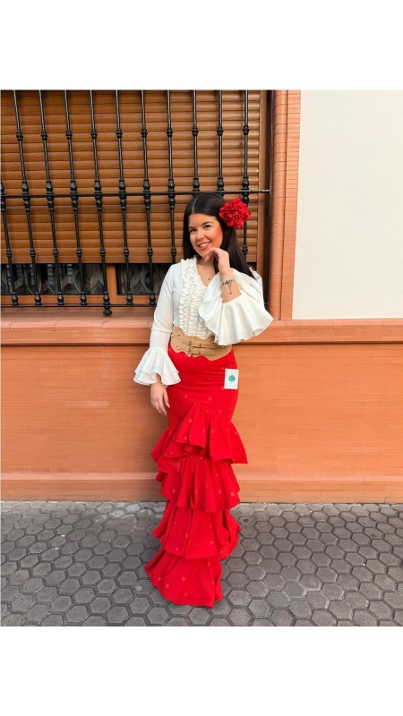 FALDA CORDOBA ESTAMPADO LUNAR ROJO 2