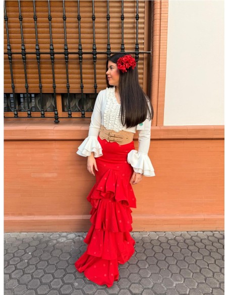 FALDA CORDOBA ESTAMPADO LUNAR ROJO