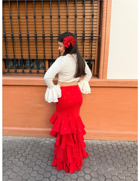 FALDA CORDOBA ESTAMPADO LUNAR ROJO