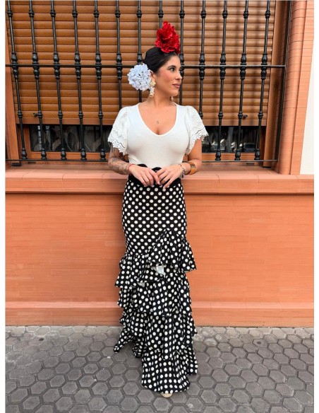 FALDA CORDOBA LUNARES NEGRO
