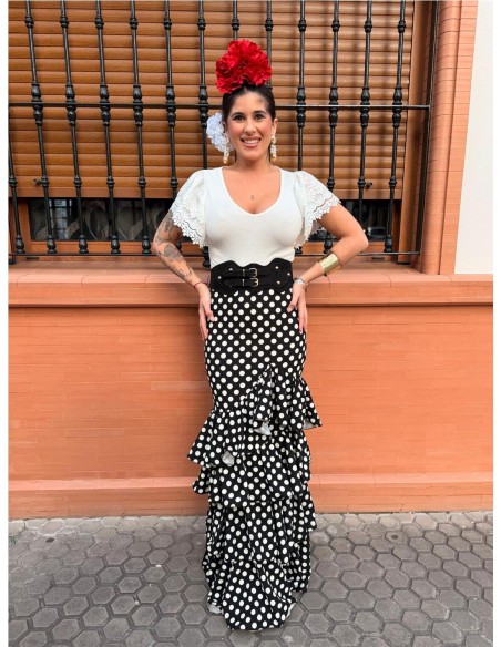 FALDA CORDOBA LUNARES NEGRO