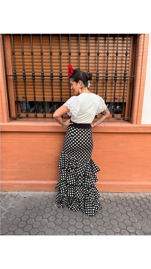 FALDA CORDOBA LUNARES NEGRO