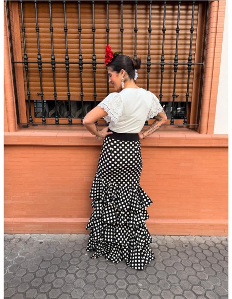 FALDA CORDOBA LUNARES NEGRO
