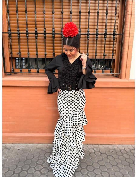 FALDA CORDOBA LUNARES BLANCO