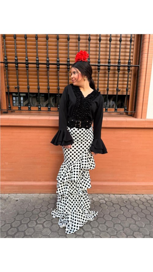 FALDA CORDOBA LUNARES BLANCO