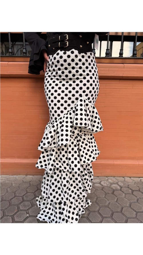 FALDA CORDOBA LUNARES BLANCO