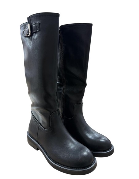 BOTA ALTA HEBILLA LATERAL NEGRO