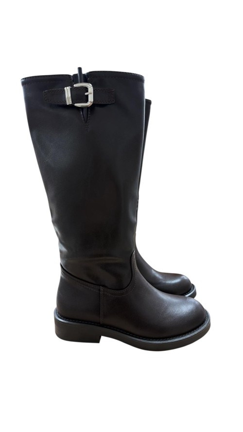 BOTA ALTA HEBILLA LATERAL MARRON