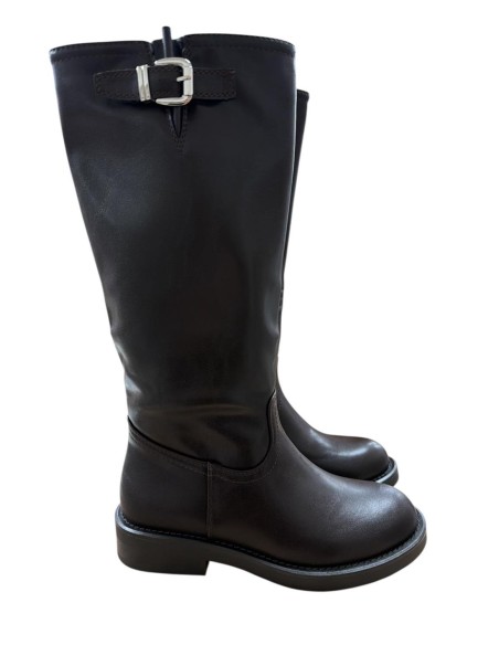 BOTA ALTA HEBILLA LATERAL MARRON