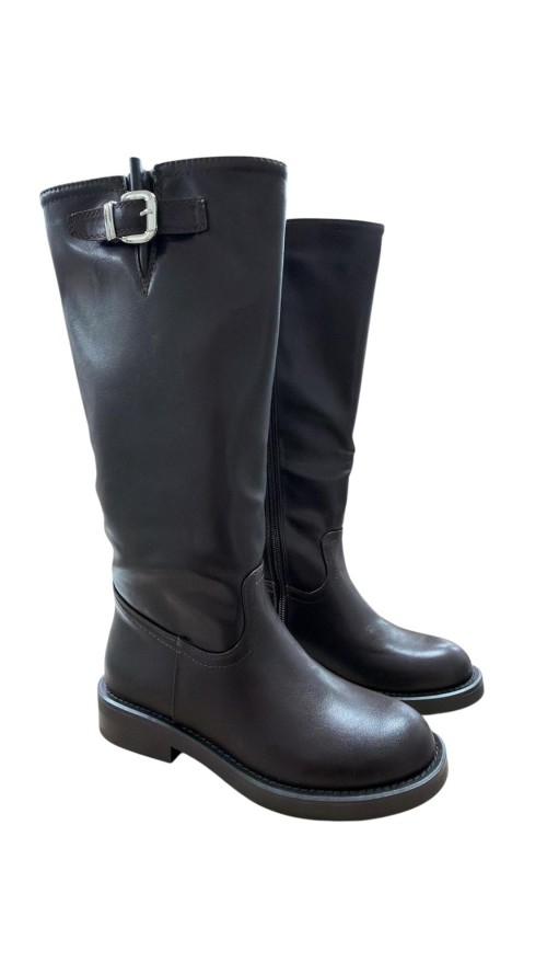 BOTA ALTA HEBILLA LATERAL MARRON