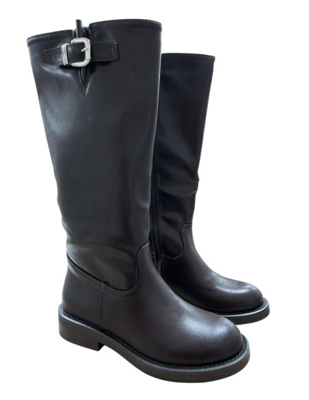 BOTA ALTA HEBILLA LATERAL MARRON