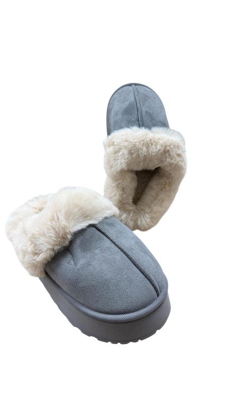ZAPATILLA ZUECO PELO GRIS 2