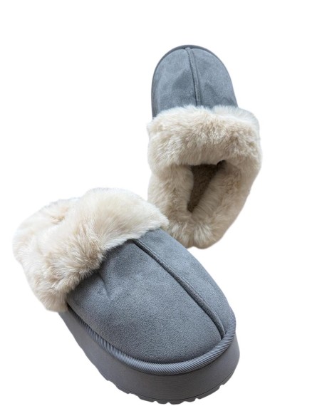 ZAPATILLA ZUECO PELO GRIS