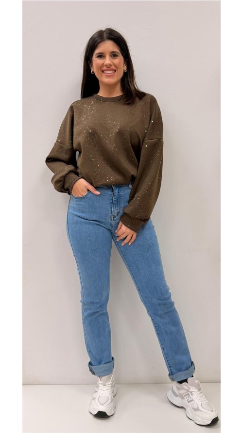 SUDADERA PINTAS ORO MARRON