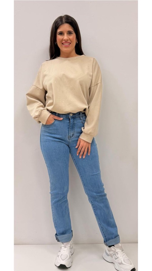 SUDADERA PINTAS ORO BEIG