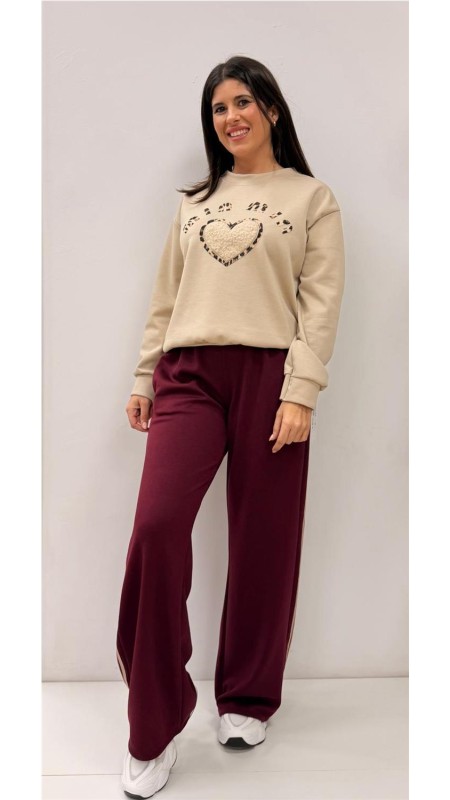 PANTALON 3 RAYAS BURDEOS 2