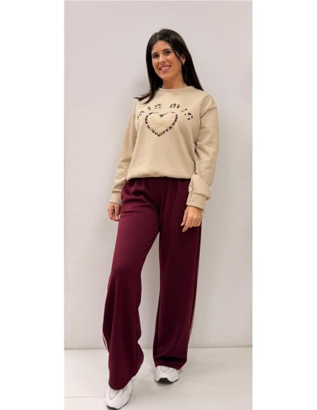 PANTALON 3 RAYAS BURDEOS