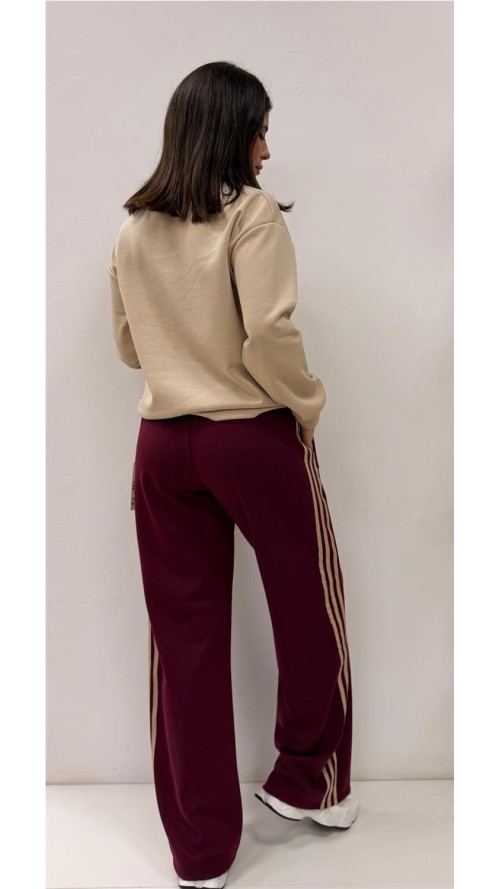 PANTALON 3 RAYAS BURDEOS