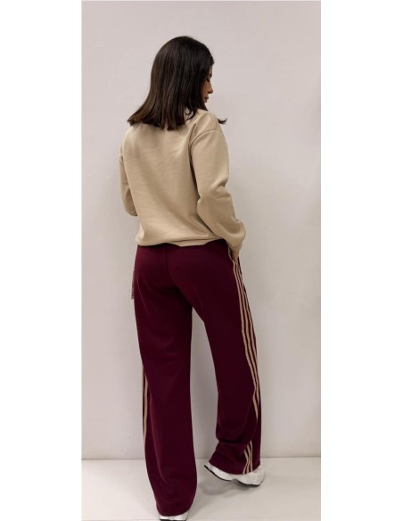 PANTALON 3 RAYAS BURDEOS