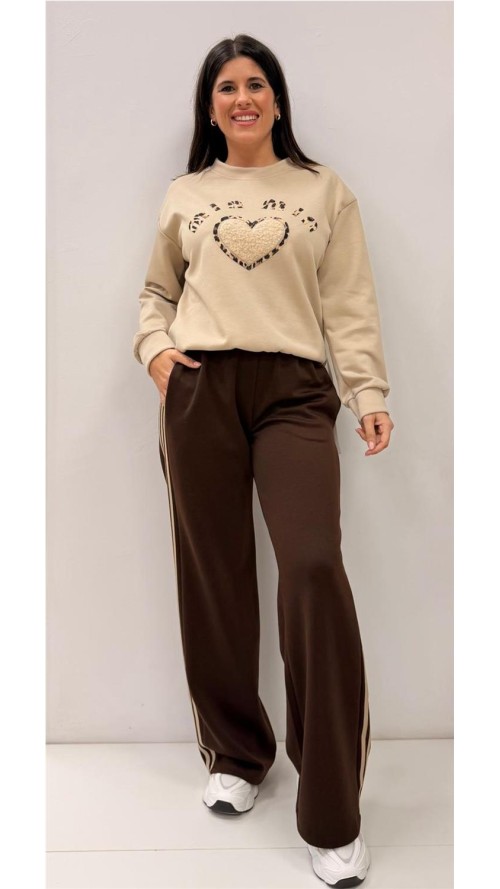 PANTALON 3 RAYAS MARRON