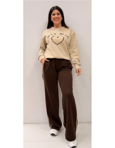 PANTALON 3 RAYAS MARRON