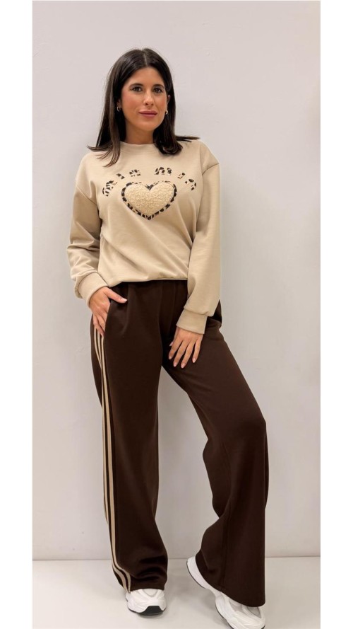 PANTALON 3 RAYAS MARRON