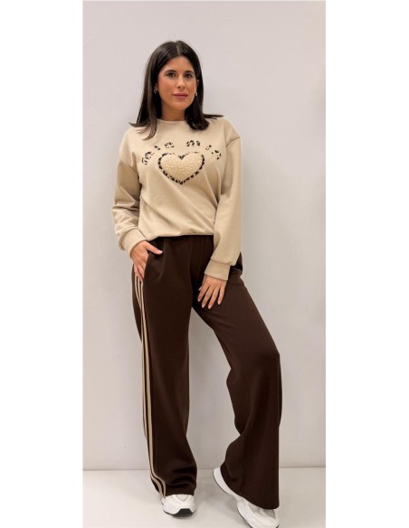 PANTALON 3 RAYAS MARRON