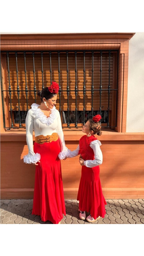 FALDA ENSAYO NIÑA ROJO