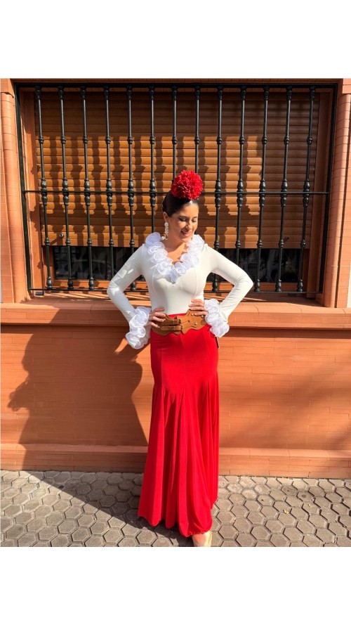 FALDA ENSAYO LISA ROJO