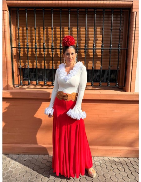 FALDA ENSAYO LISA ROJO