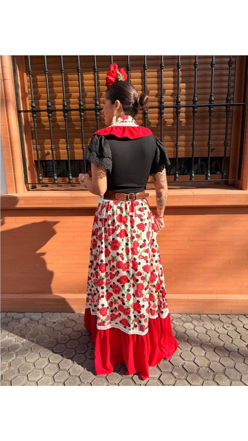 FALDA ROSAS ROJO