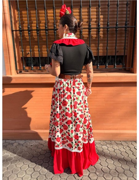 FALDA ROSAS ROJO